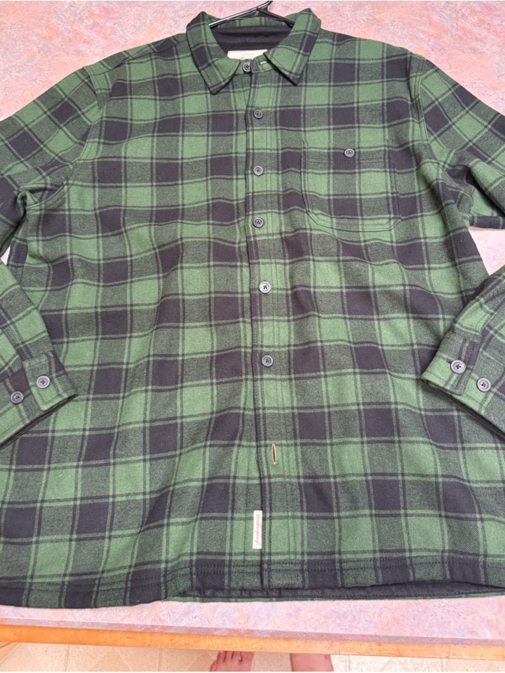 Weatherproof Green and Black Plaid Button-Down Shirt